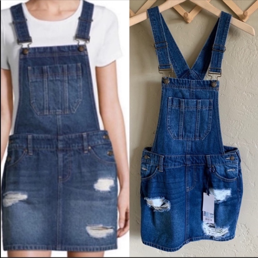 Jean Skirt Overalls Blue Spice